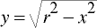 y = sqrt{r^2 - y^2}